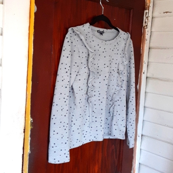 J Crew Mercantile sz small Ruffle and Stars sweatshirt pit 18 inches - Picture 1 of 5